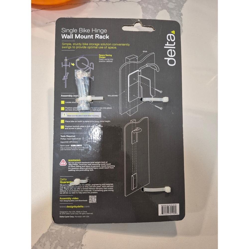 Delta Single Bike Hinge Wall Mount Rack Storage Space Saving - Picture 6 of 6